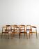 EIGHT WOODEN HANS J WEGNER "HEART / 4103" DINING CHAIRS, 1950s