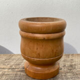 Small solid wood pot cache / vintage ethnic vase