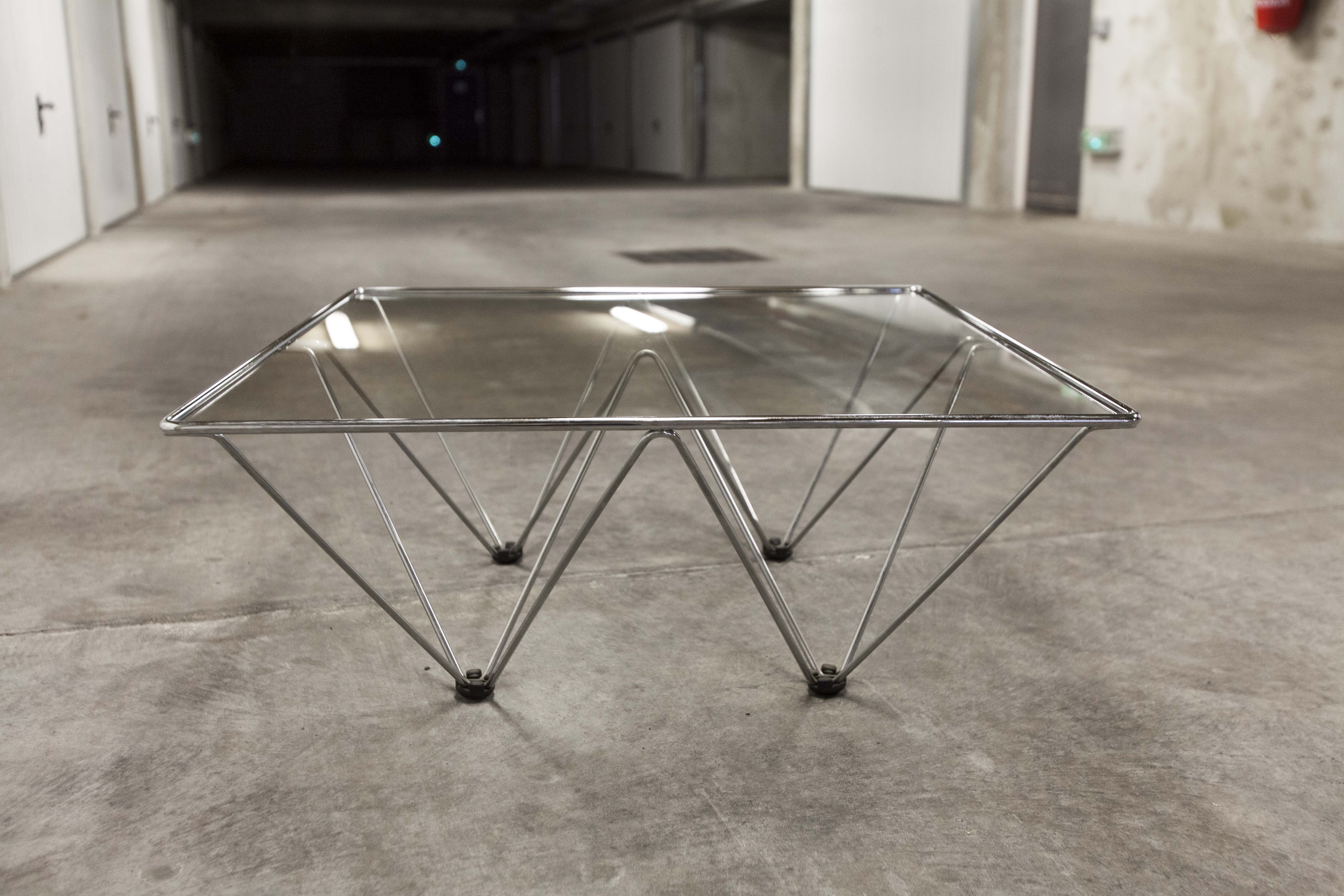 1980 glass square coffee table