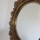 Golden sun mirror witch eye years 60 70 - 25x25cm