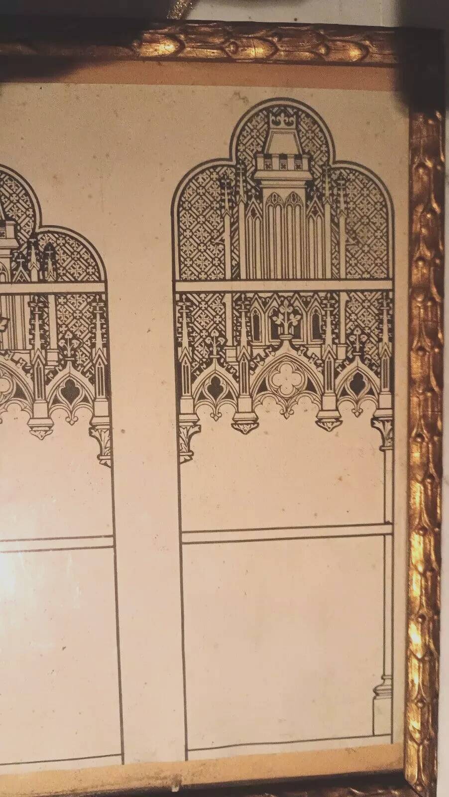 Ink drawing, early 1900s, study of stained glass windows