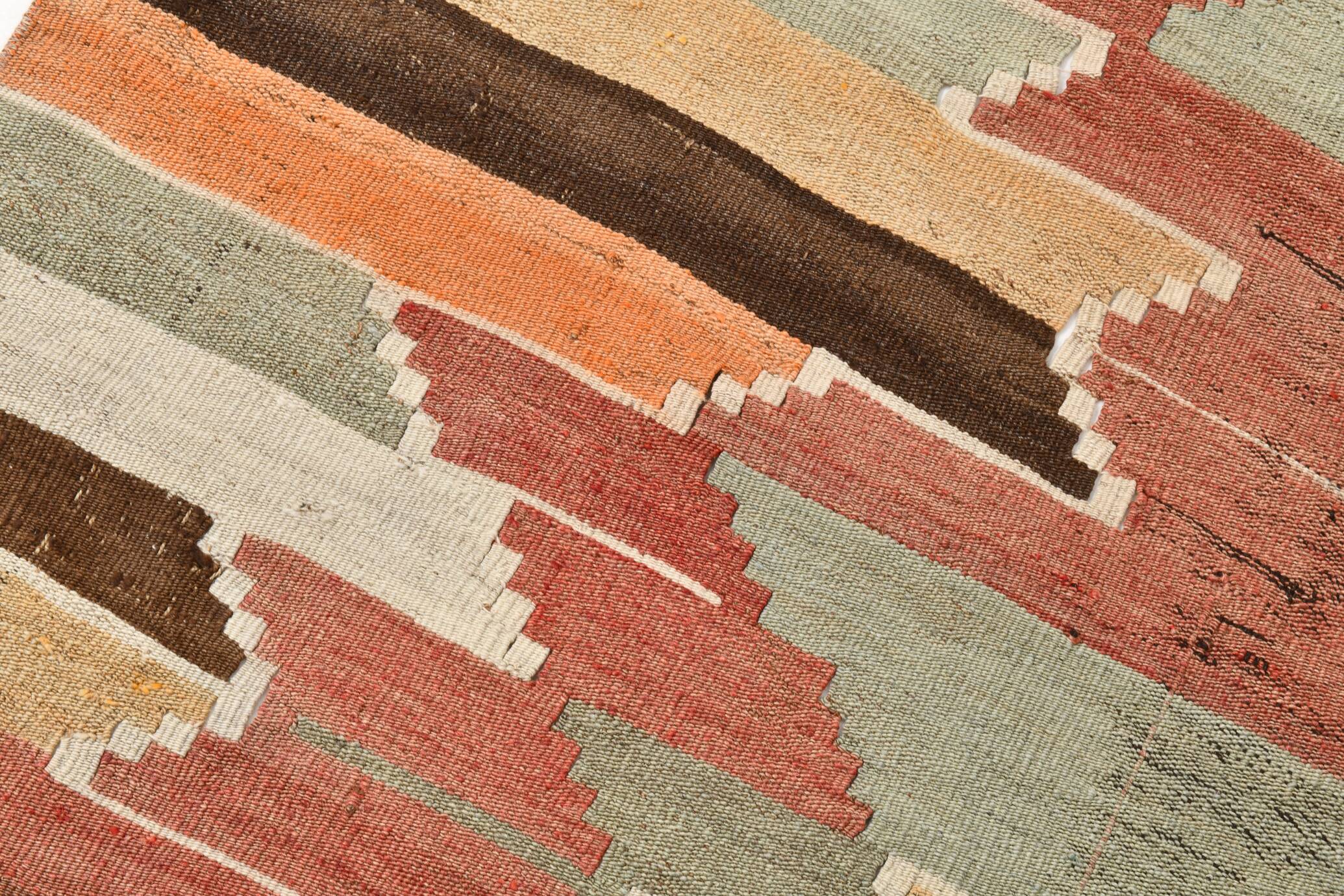 Tribal Pattern Vintage Kilim Runner Rug, 80x347Cm