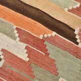 Tribal Pattern Vintage Kilim Runner Rug, 80x347Cm