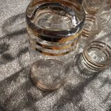 9 art-deco glasses in engraved crystal with gold trim