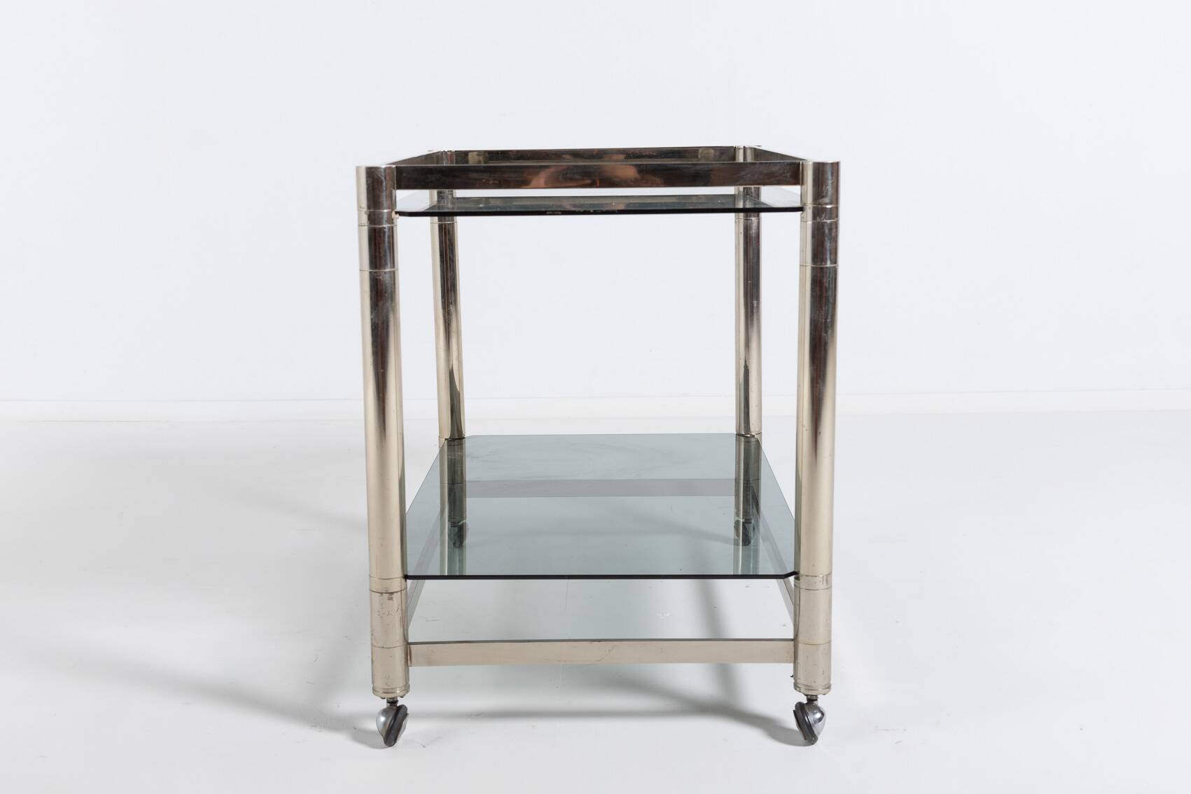 Italian modern chromed steel serving cart/side table, 1970’s