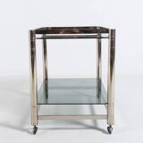 Italian modern chromed steel serving cart/side table, 1970’s