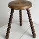 Antique turned wooden tripod stool