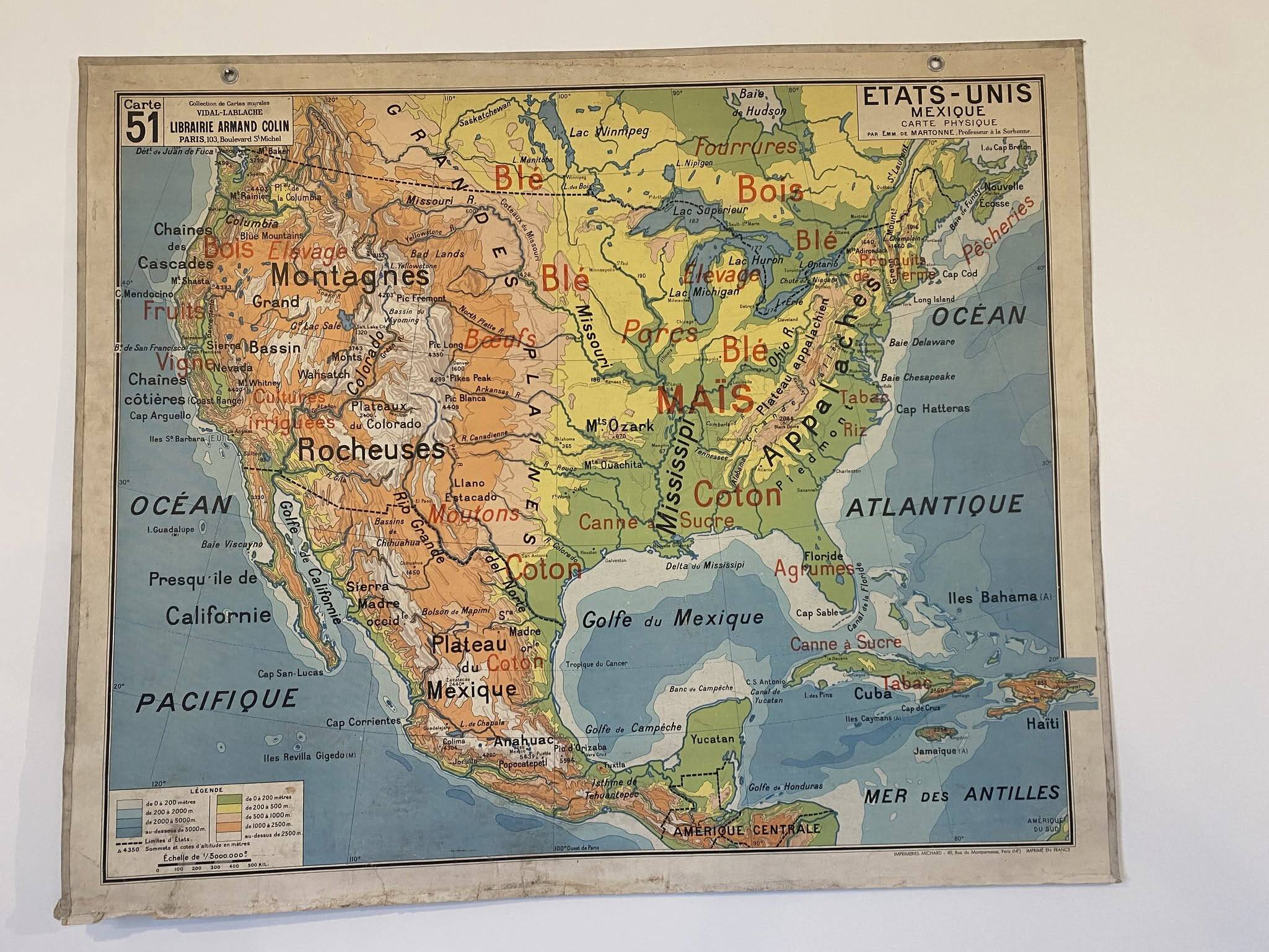 Carte géographique États Unis Mexique