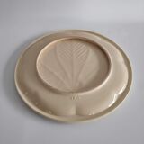 Vintage round plate with green leaf pattern of years 70