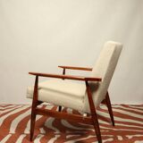 Scandinavian armchair and foot rest beige buckle design by H.lis