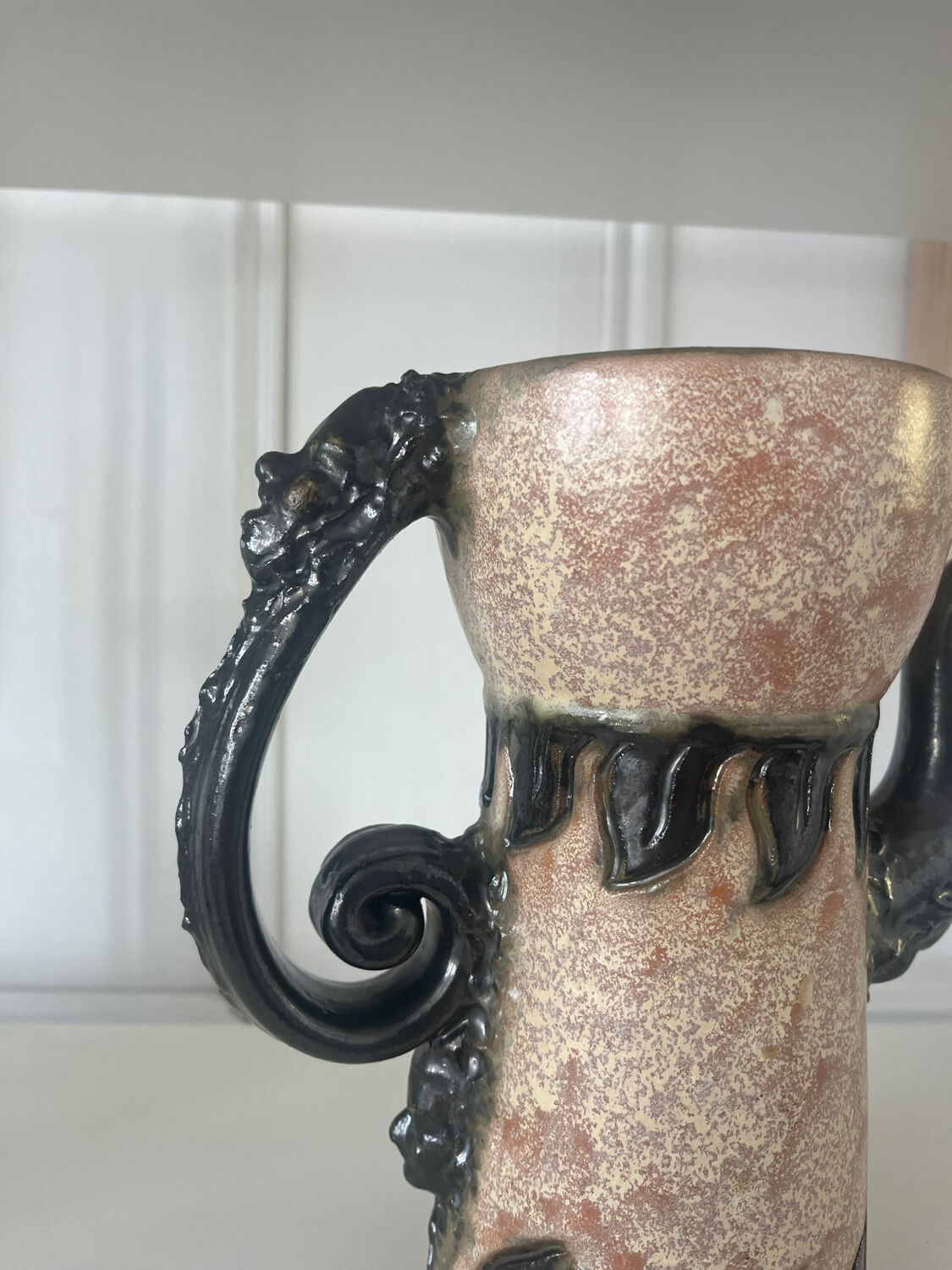 Belgian ceramic pitcher signed Sylvain Sttublet