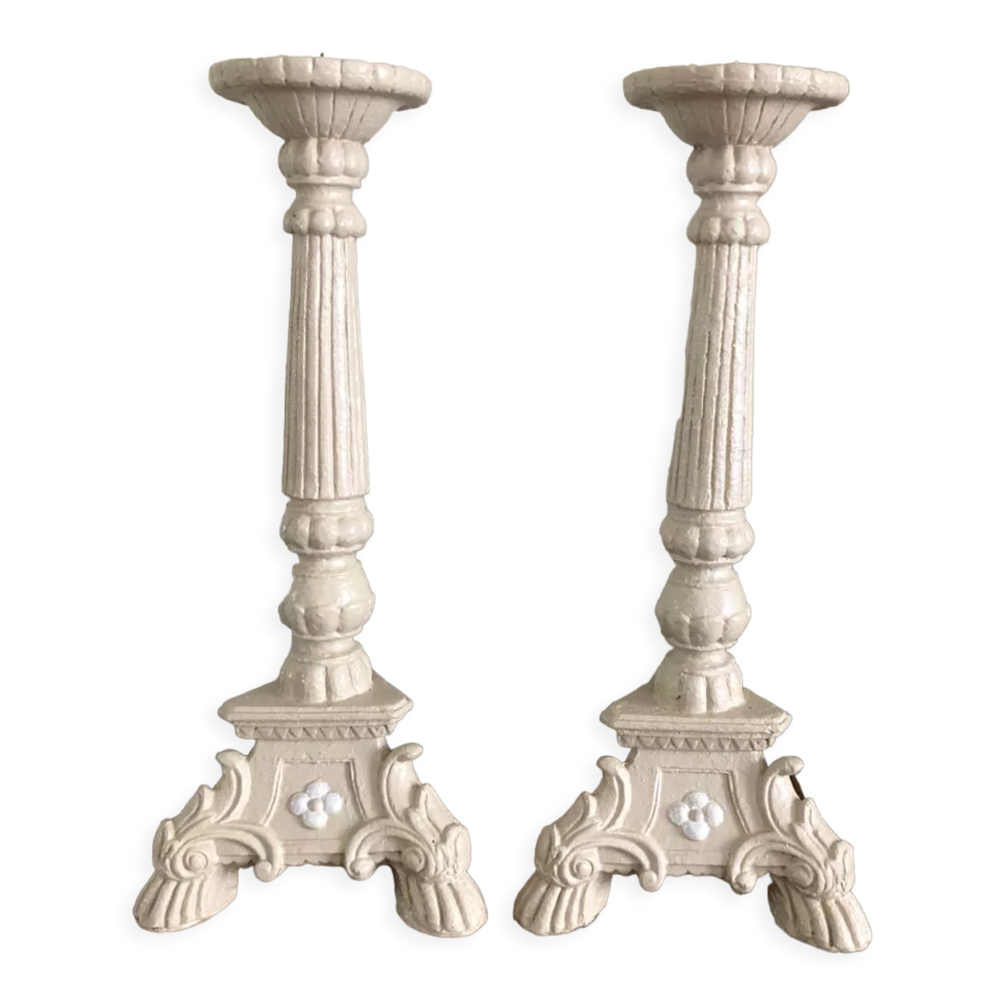 Pair of column candle holders