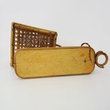 Rattan and cane lantern wall light. 1950s-1960s
