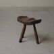 Milking stool in solid wood, Folk art, Cévennes, around 1900