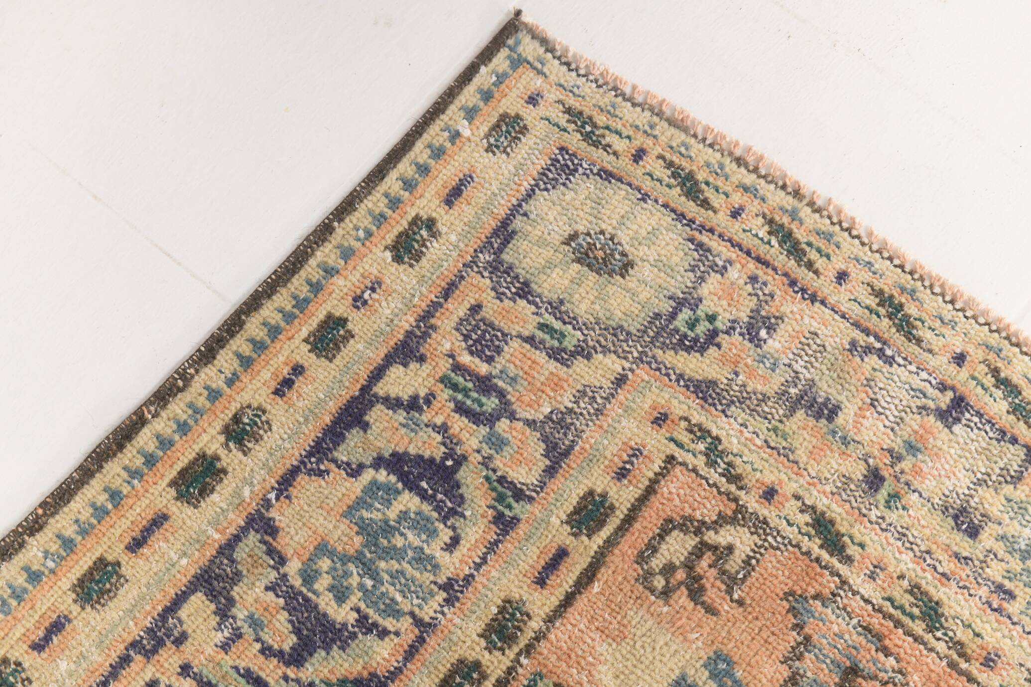 6x9 Vintage Orange & Blue Floral Pattern Turkish Vintage Rug, 180x275 Cm