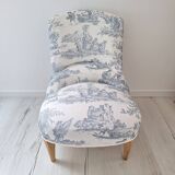 Blue toile de Jouy toad armchair