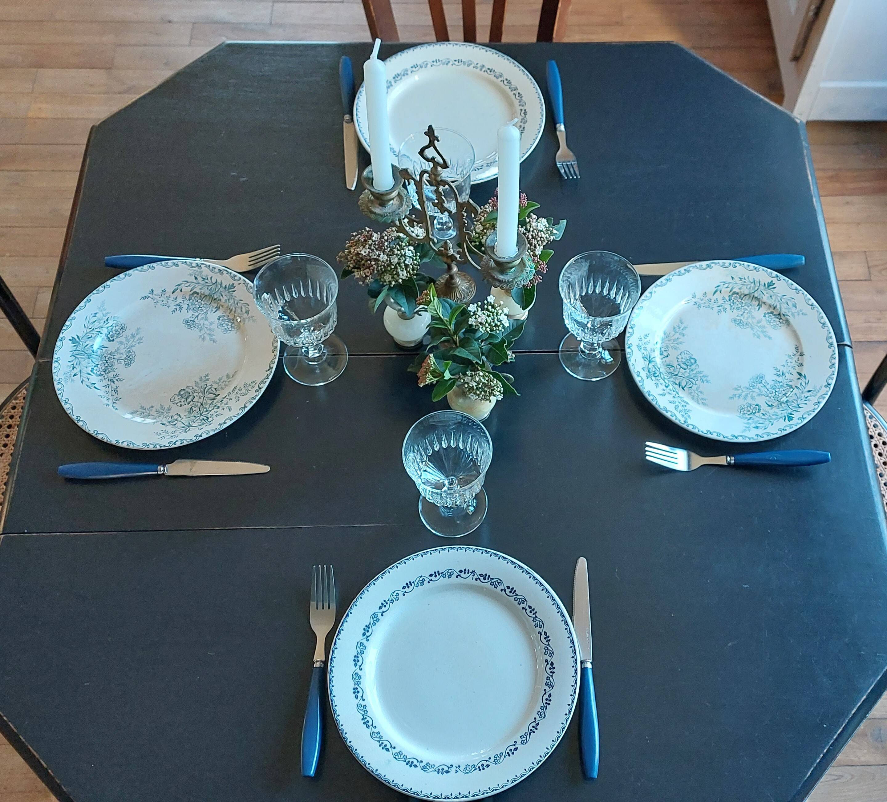 Iron Earth plates blue green tones mismatched lot
