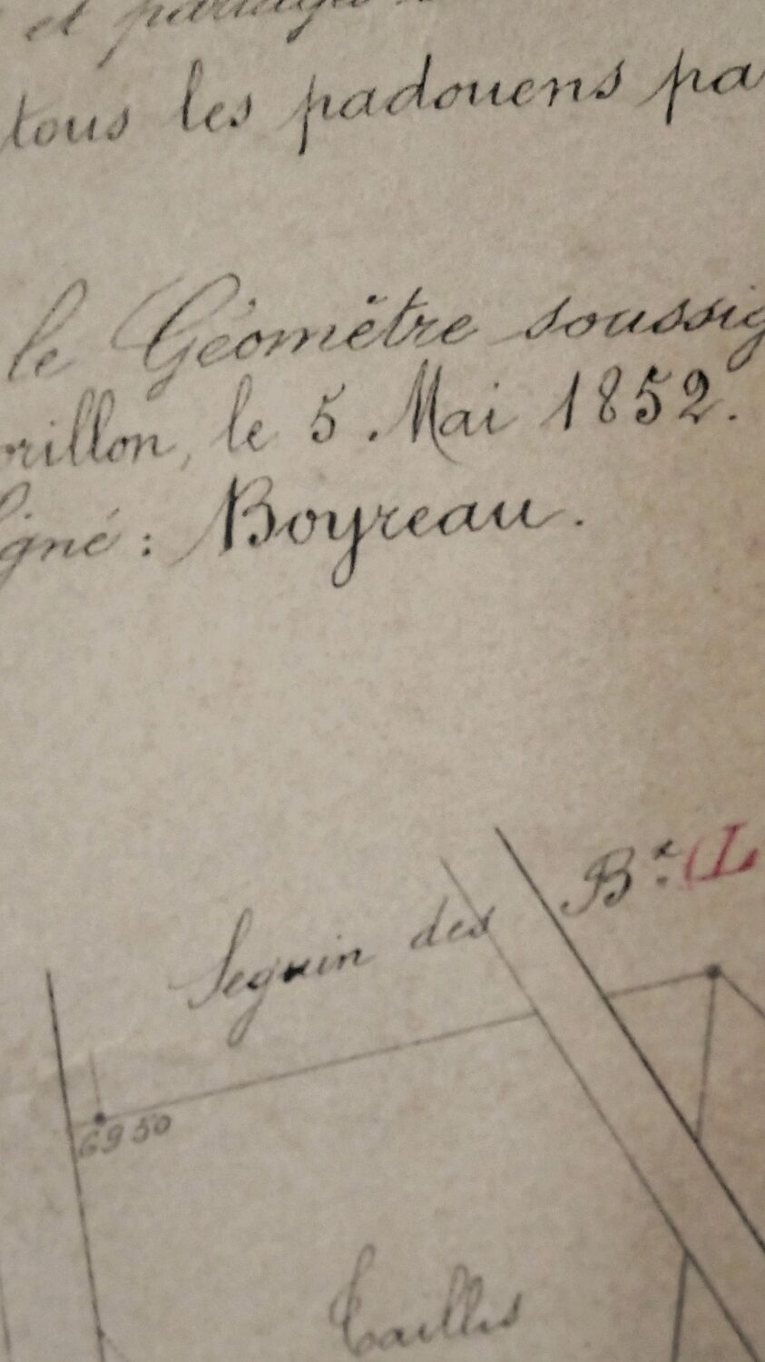 Plan cadastral "géométrique et de partage" de 1852 entoilé