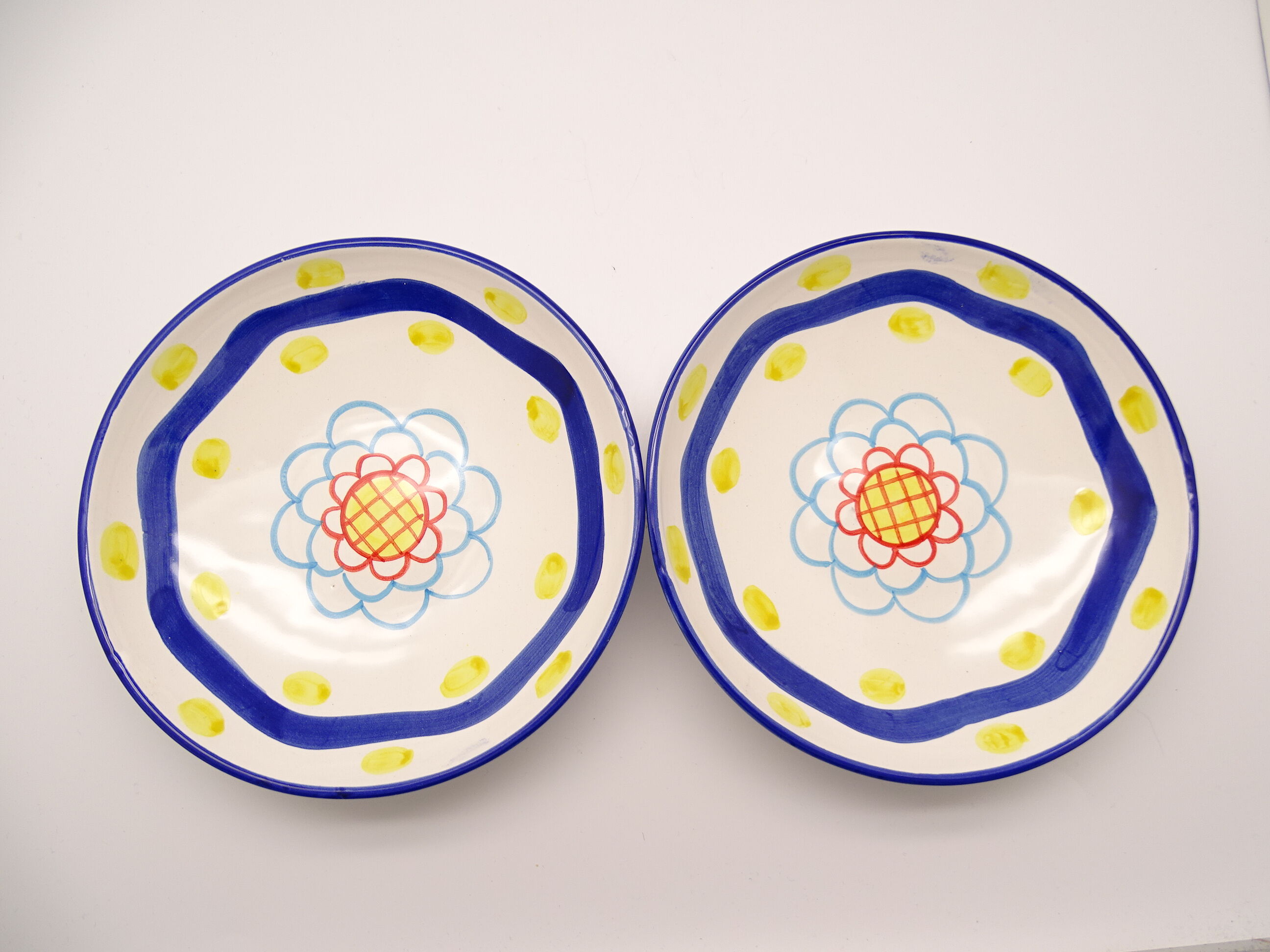 Multicolored deep plate in Italian ceramic