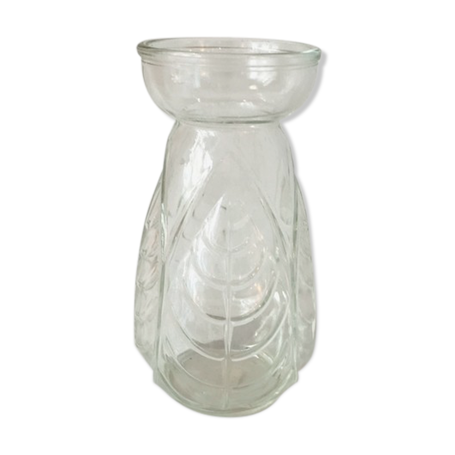 Molded glass vase with old hyacinth pattern leaves 2 of available