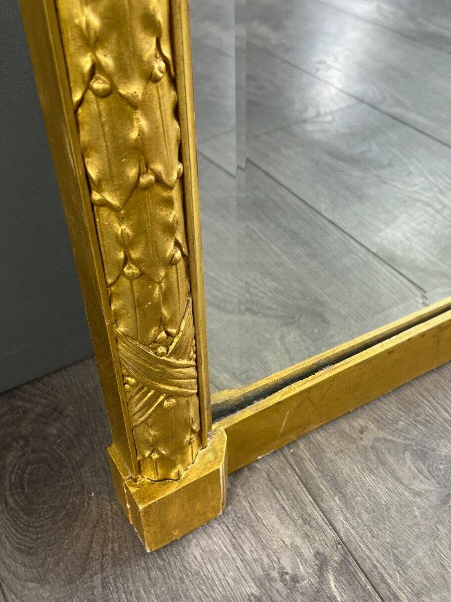 Grand Miroir En Bois Doré à Fronton Arrondi, Fin XIXe