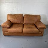 Roche-Bobois brown leather sofa