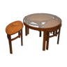 Scandinavian pull out tables teak and glass