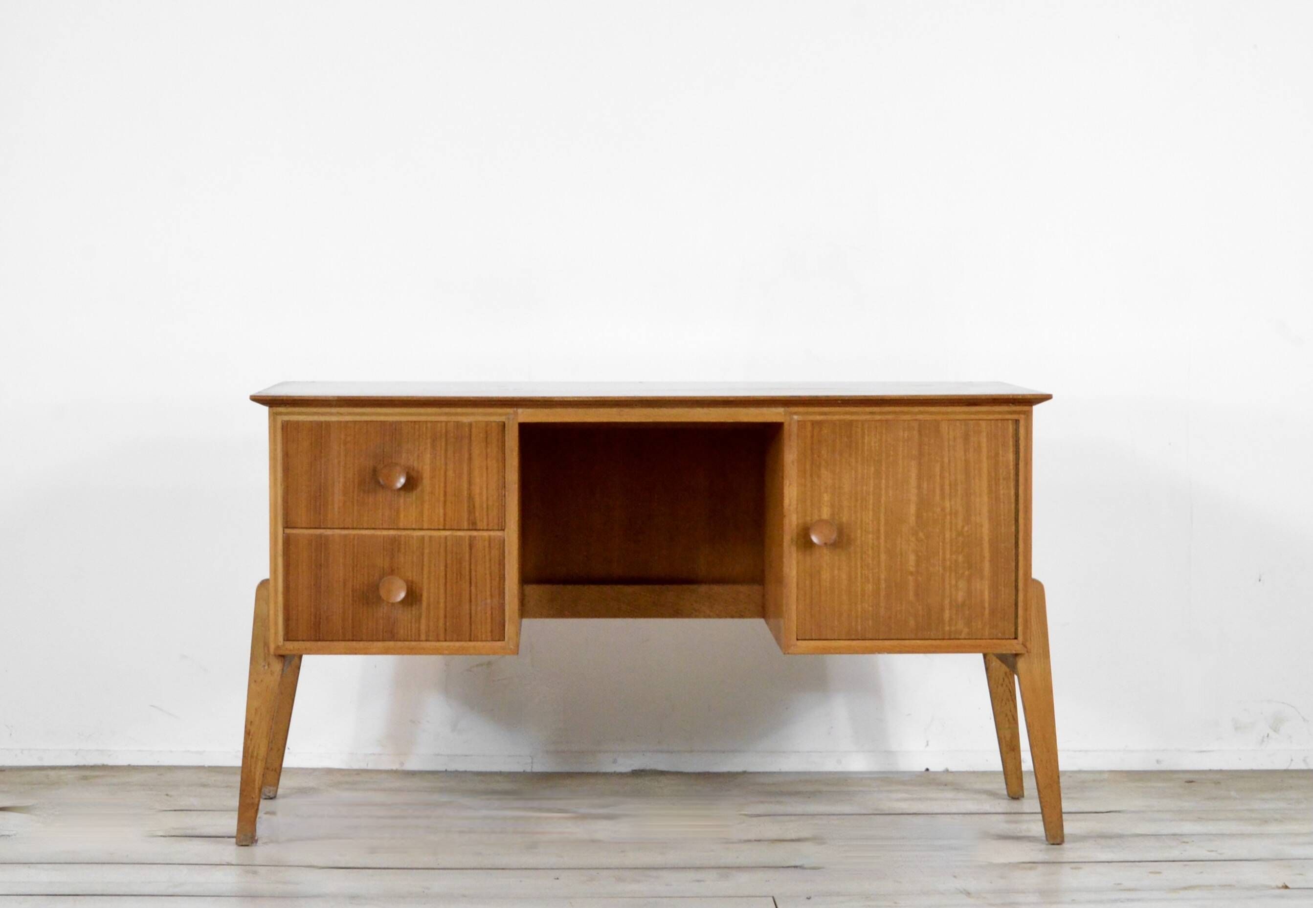 Midcentury Teak Petite Desk / Dresser By Meredew. Vintage Modern Danish Sca