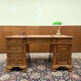 New! - Classic English Desk Partnerdesk Red Leather