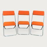 Framar folding chairs orange felt 1970
