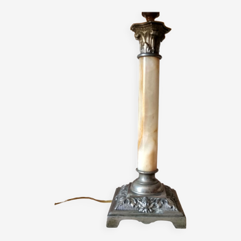 Lamp base in marble and silver metal