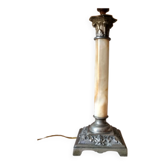 Lamp base in marble and silver metal