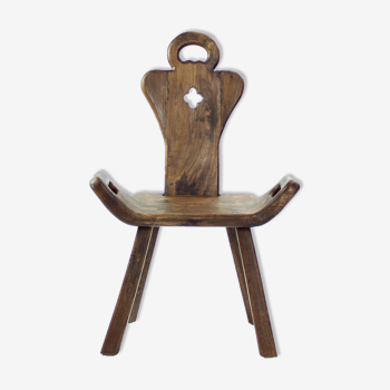 Chaise en bois faite à la main, Hollande des années 1920