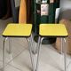 Set of 2 vintage yellow Formica stools