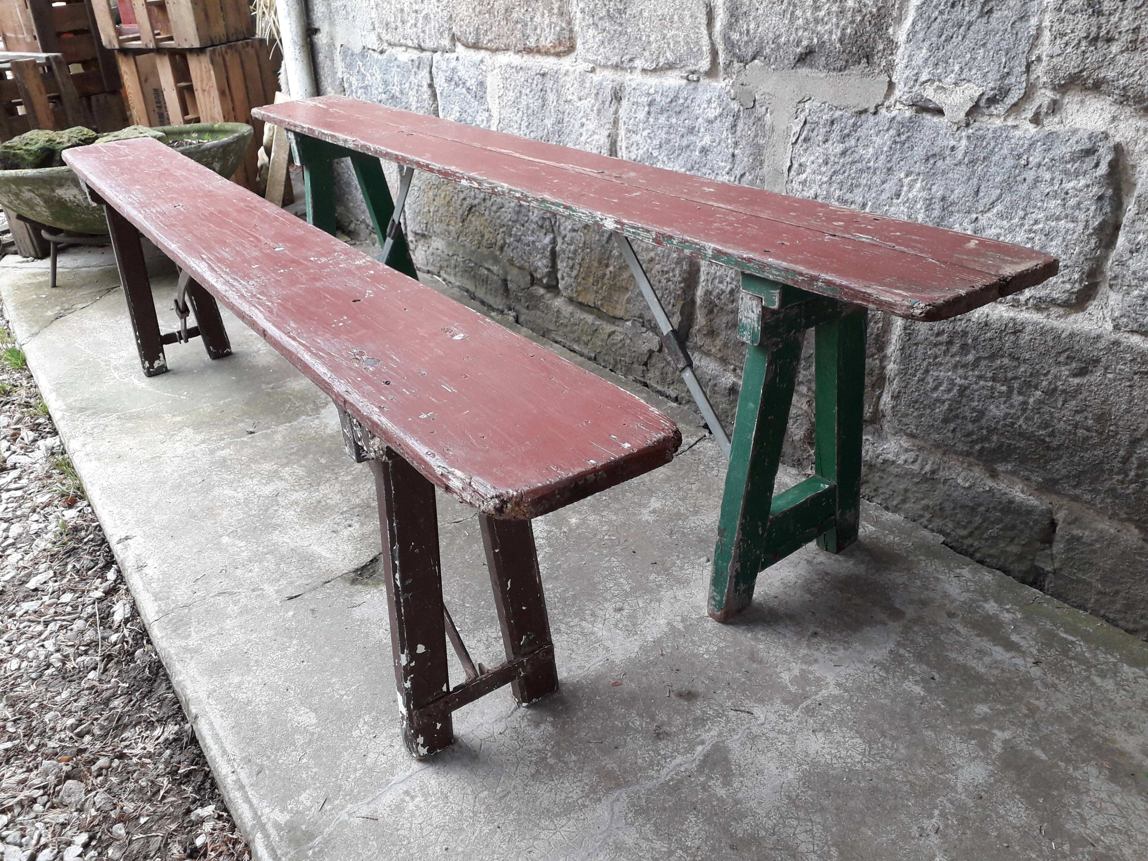 Paire de bancs pliant guinguette