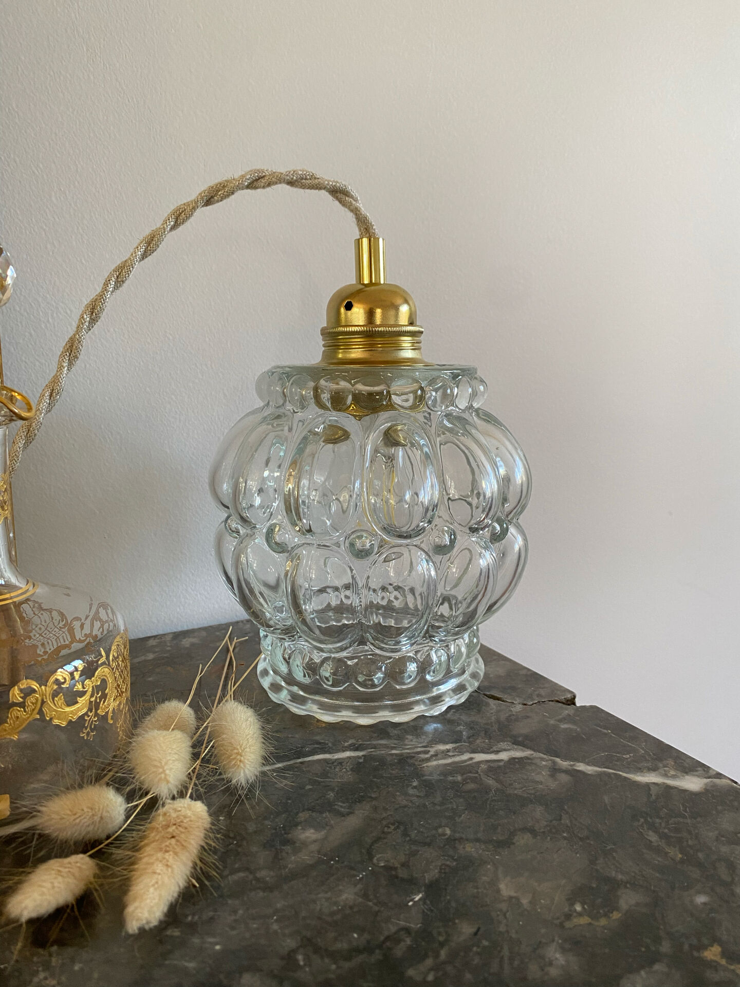 Vintage glass globe lamp
