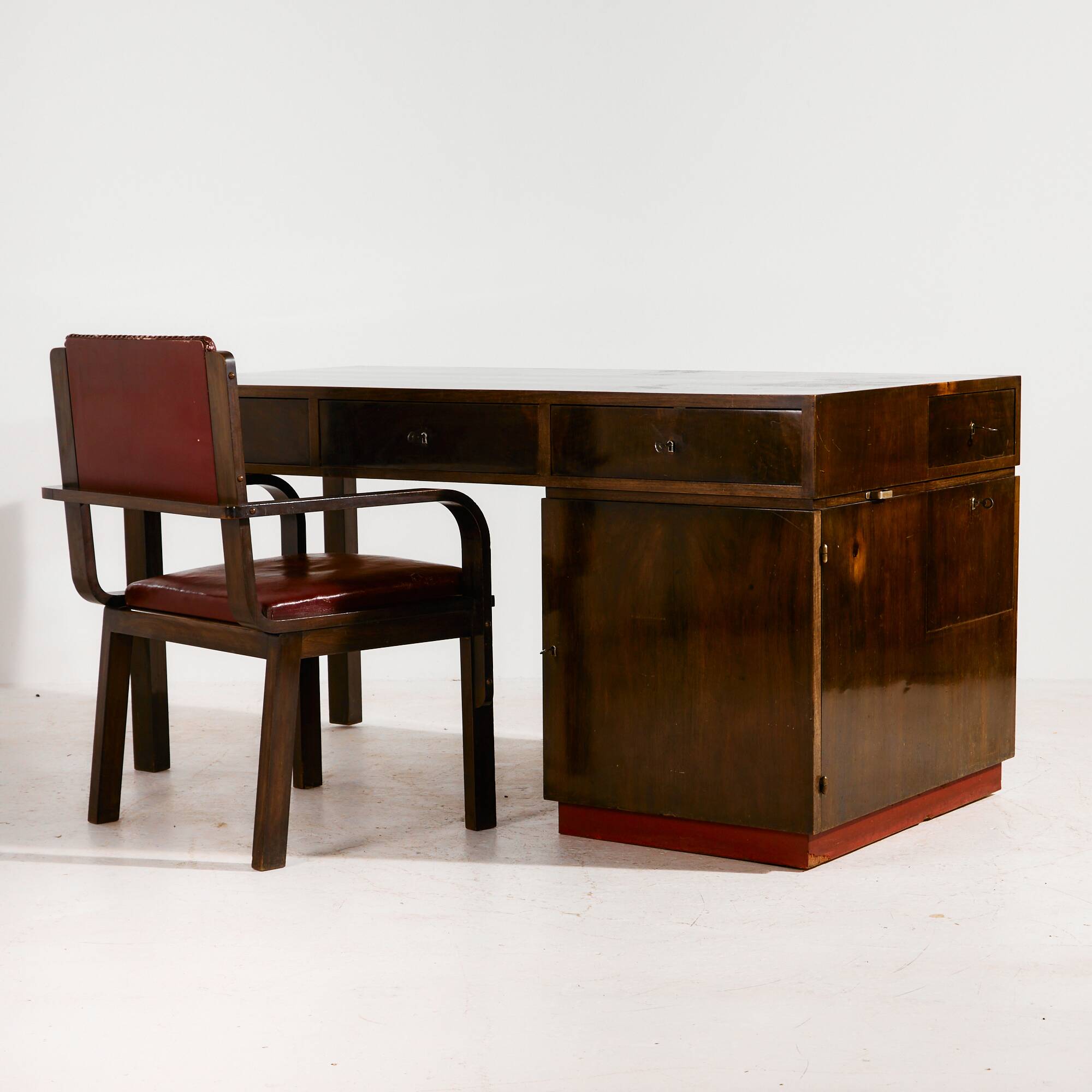 Art Deco desk and armchair, set of 2