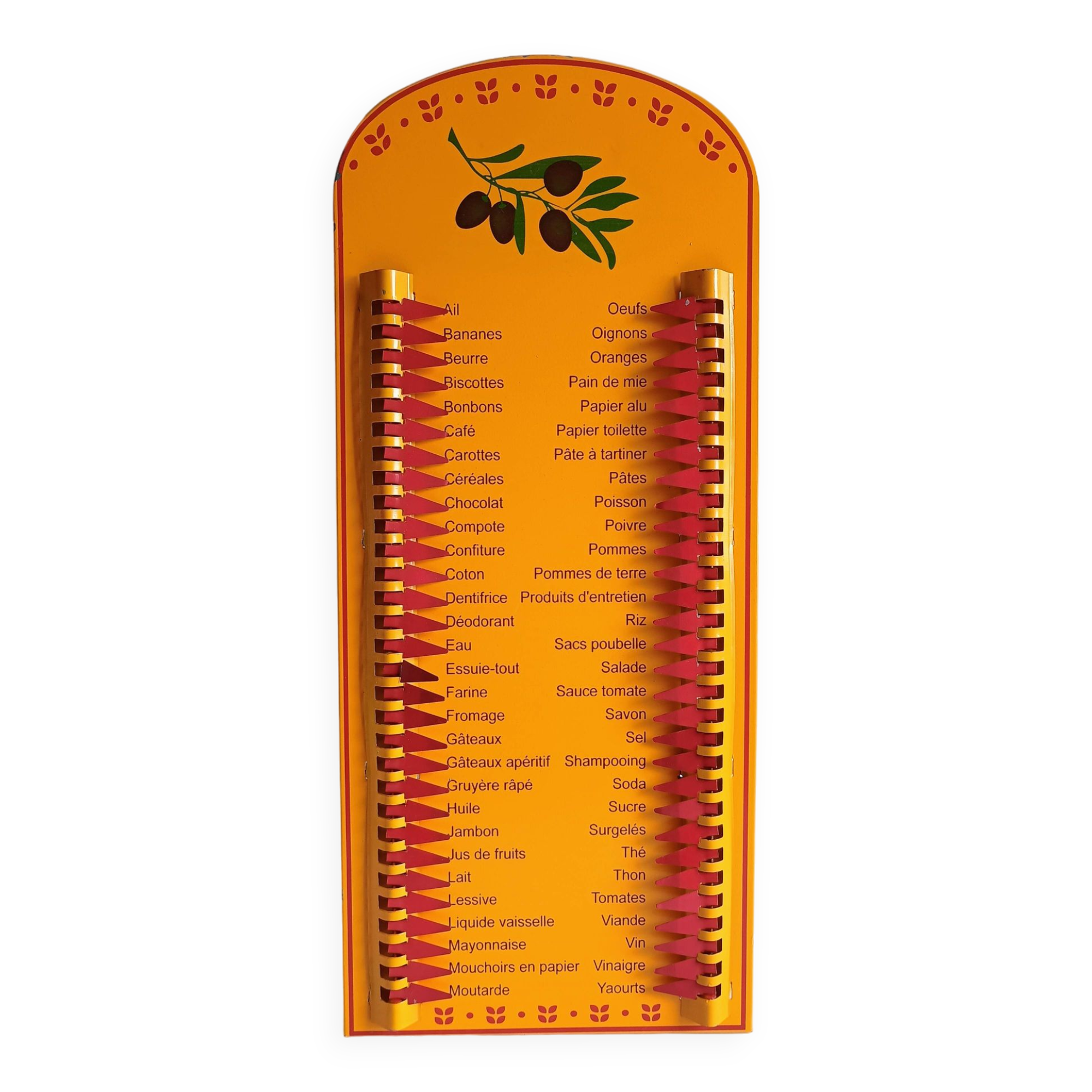 Vintage Provençal sheet metal commission list organizer