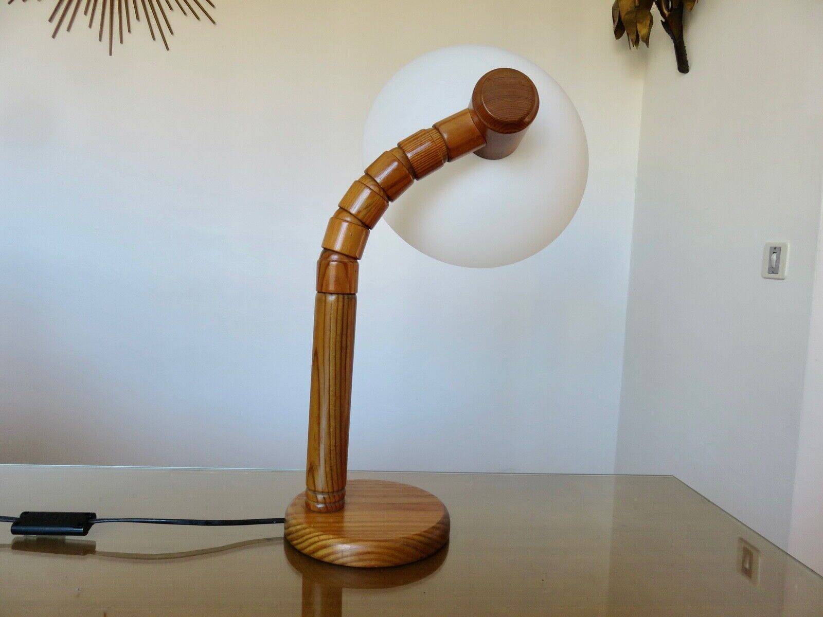 Scandinavian articulated lamp in pine and plastic 1970