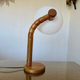 Scandinavian articulated lamp in pine and plastic 1970