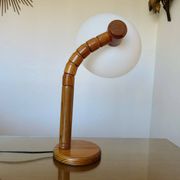 Scandinavian articulated lamp in pine and plastic 1970