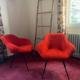 pair of Moumoute armchairs from the 50s
