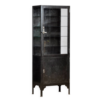 Polished iron medical cabinet, 1930s