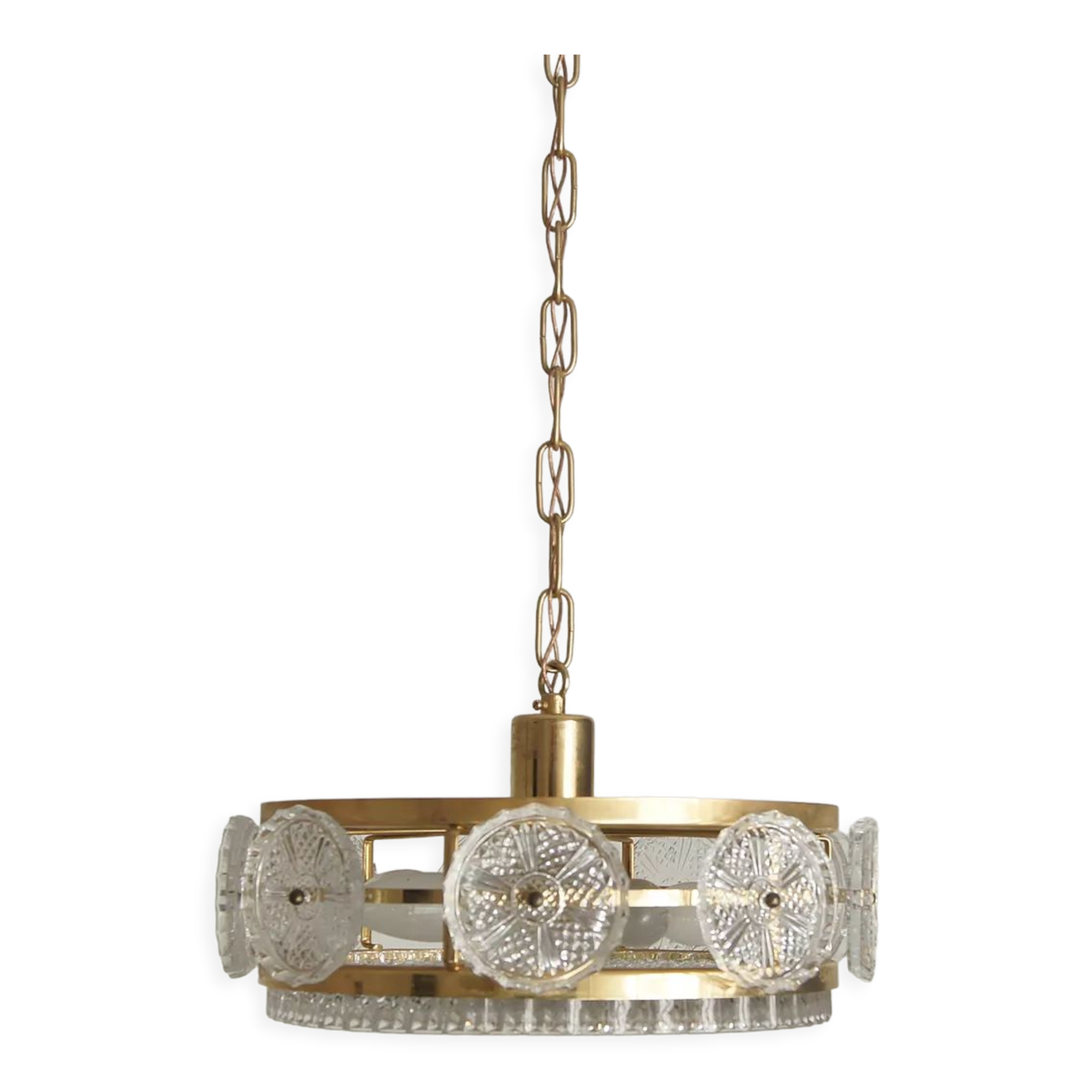 Scandinavian Crystal Ceiling Lamp from Orrefors, 1960s