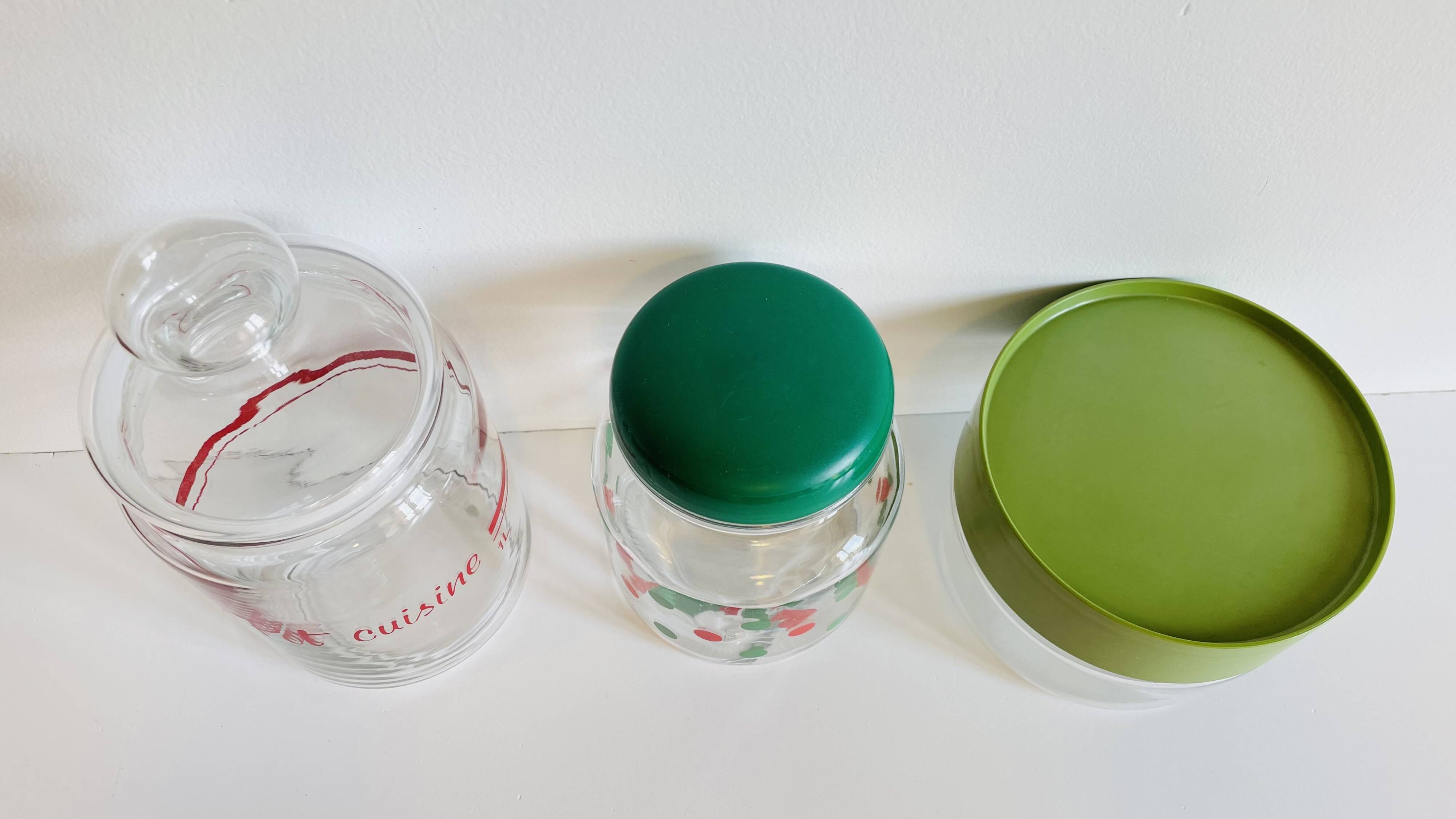 glass and colored kitchen jars