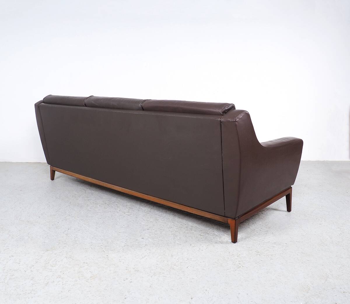 Vintage Brown Leather Sofa on Rosewood Legs from Porfilia Werke, 1960s
