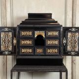 Cabinet in ebony and blackened wood, bone marquetry, 19th century