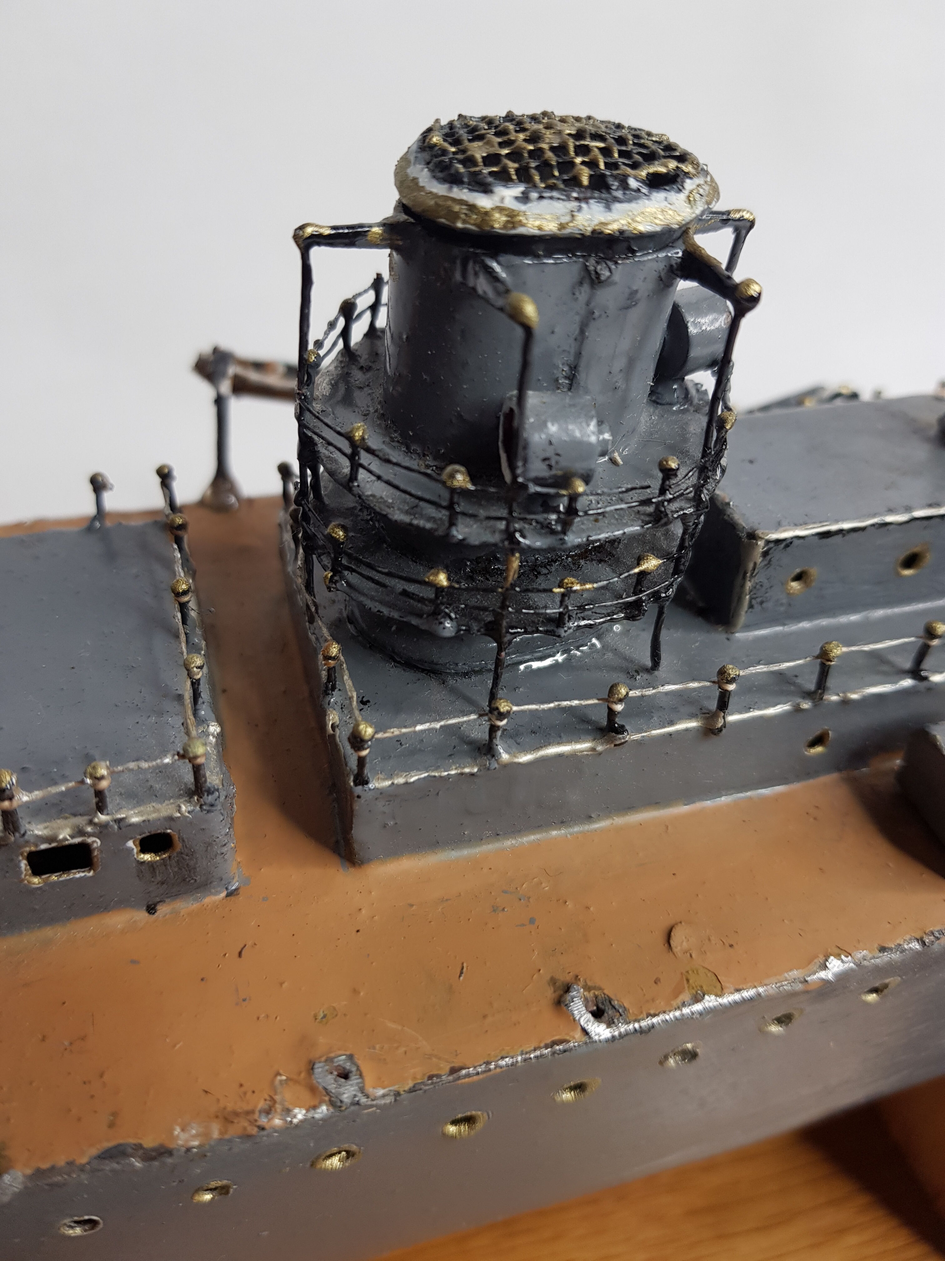 Warship model, metal cruiser "Emile Bertin" painted 90 cm with base