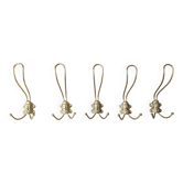 lot de 5 patères anciennes en metal dorè a tetes d homme