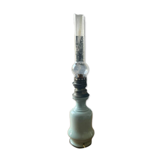 Lampe à pétrole électrifiée, bleu vert